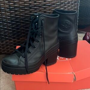 Converse Black Lace-Up Platform Boots